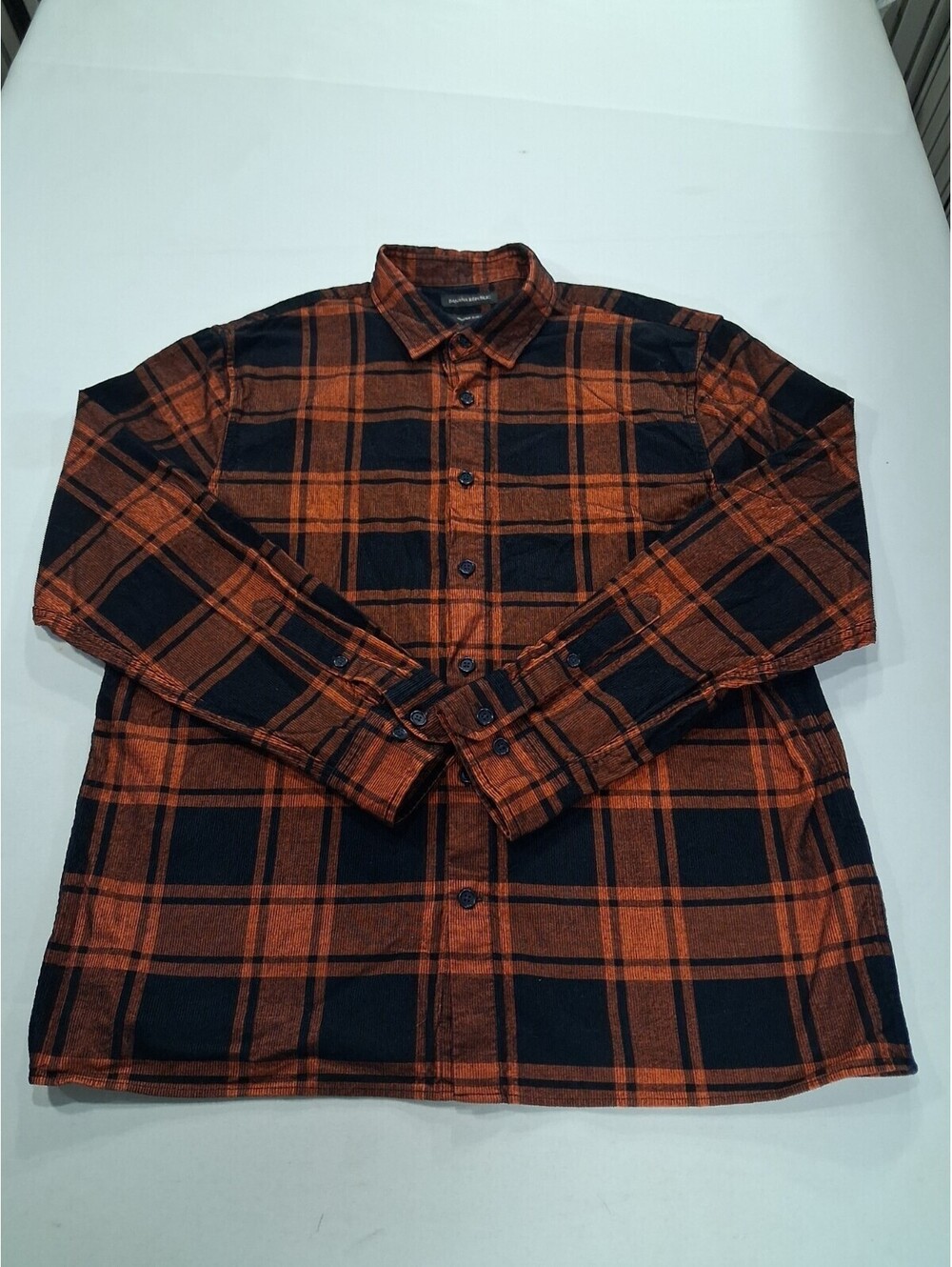 Banana Republic Men's Orange/Black Flannel Plaid Cotton Button-Up Shirt Size XL
